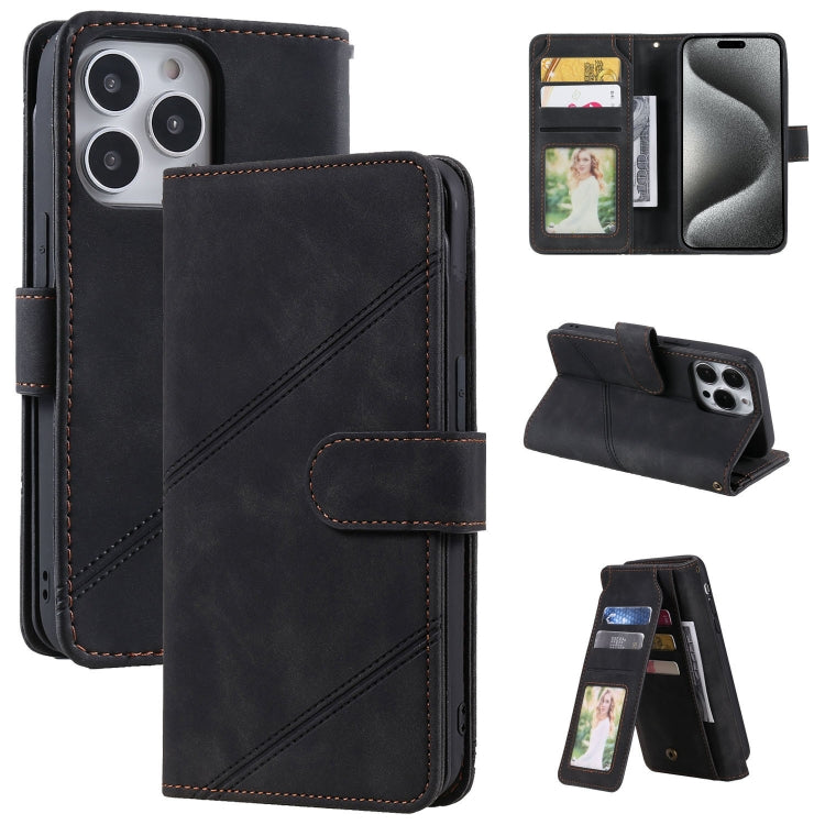 For iPhone 15 Pro Max Skin Feel Multi-card Wallet Leather Phone Case(Black) - HoMEdemic™ 