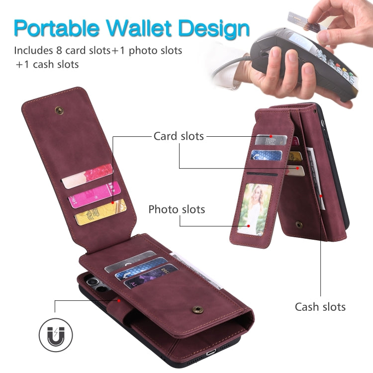 For iPhone 15 Pro Max Skin Feel Multi-card Wallet Leather Phone Case(Red) - HoMEdemic™ 