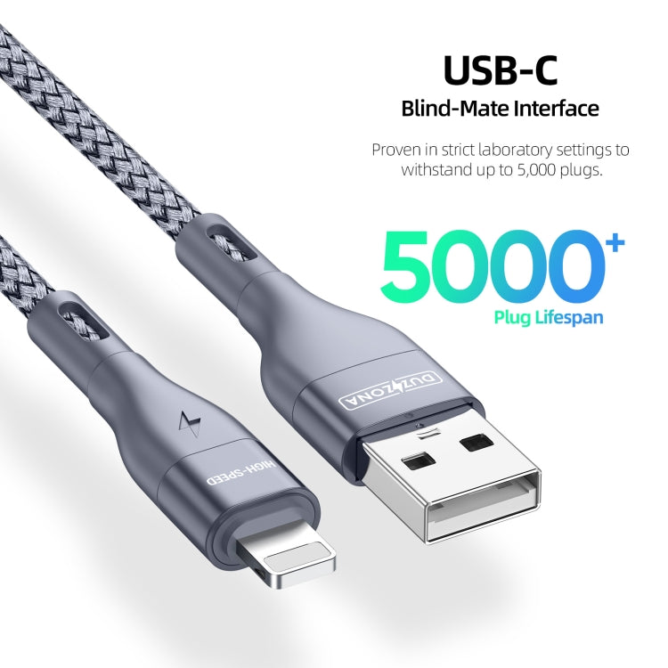 DUZZONA A7 2.4A USB to 8 Pin Charging Data Cable, Length:2m - HoMEdemic™ 