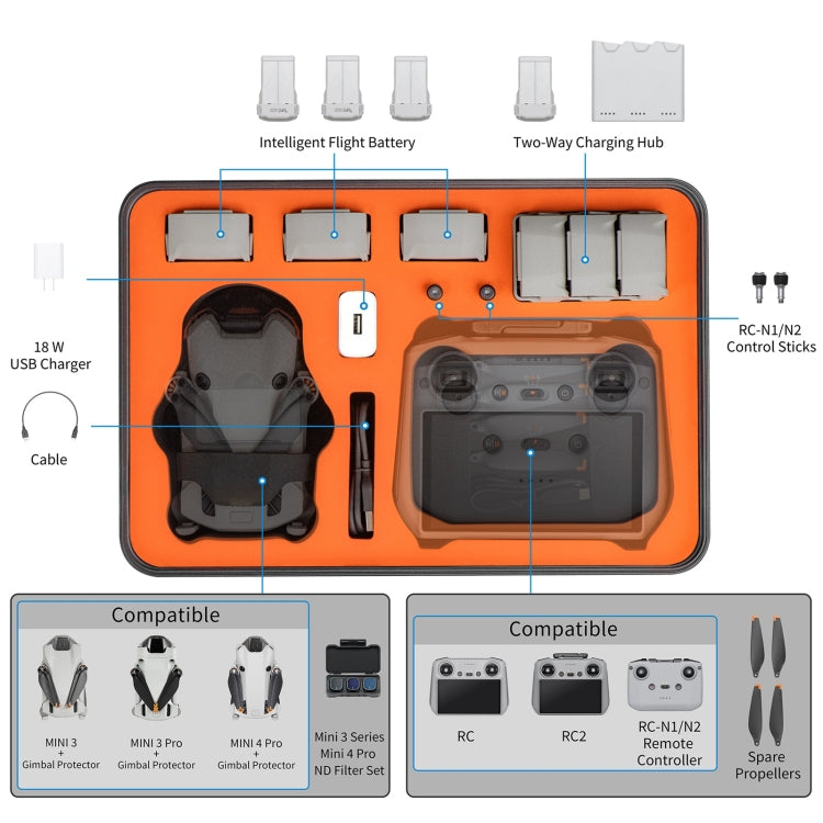 For DJI Mini 4 Pro STARTRC Drone Kit Waterproof ABS Suitcase Storage Box(Black Orange) - HoMEdemic™ 