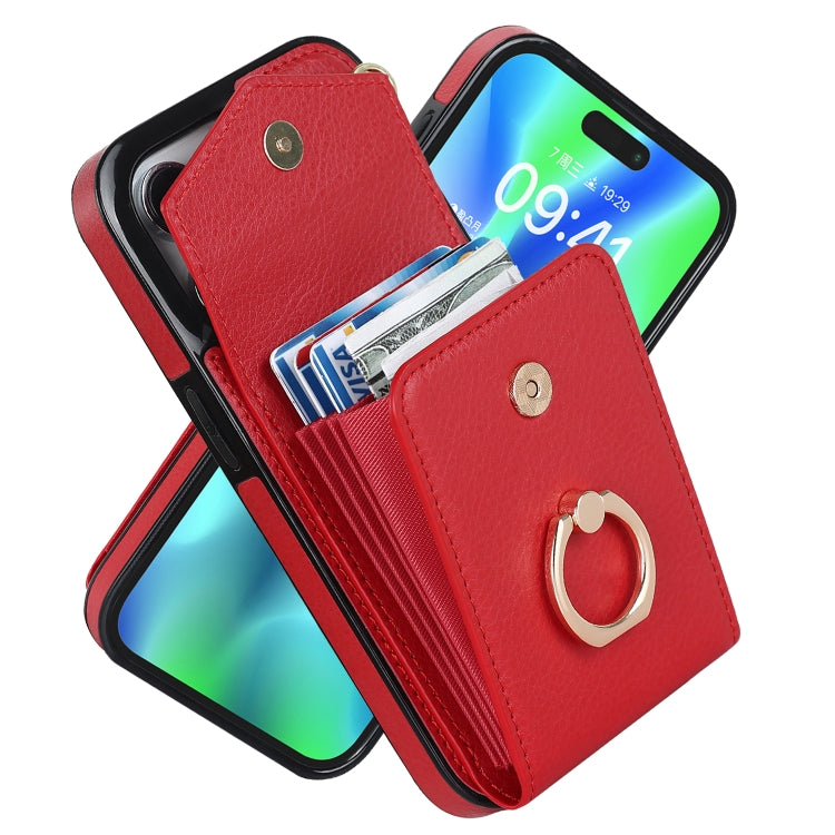 For iPhone 15 Pro Max Ring Holder RFID Card Slot Phone Case(Red) - HoMEdemic™ 