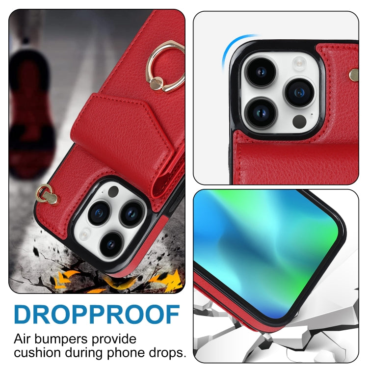 For iPhone 15 Pro Max Ring Holder RFID Card Slot Phone Case(Red) - HoMEdemic™ 