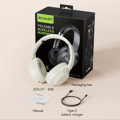 Zealot B38 Over-Ear Noise Reduction Bluetooth Earphone(White) - HoMEdemic™ 