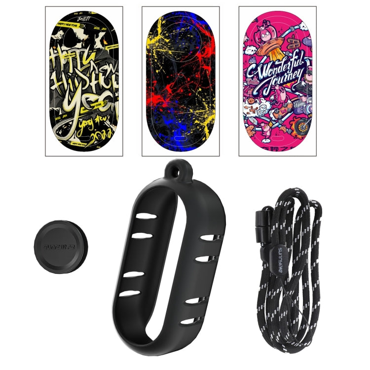 For Insta360 GO 3 Sunnylife Cooling Silicone Case Stickers Skin Wrap Lens Cover with Neck Strap(Black) - HoMEdemic™ 