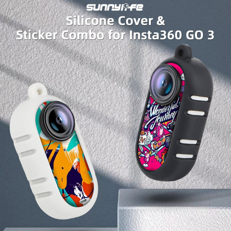 For Insta360 GO 3 Sunnylife Cooling Silicone Case Stickers Skin Wrap Lens Cover with Neck Strap(Black) - HoMEdemic™ 