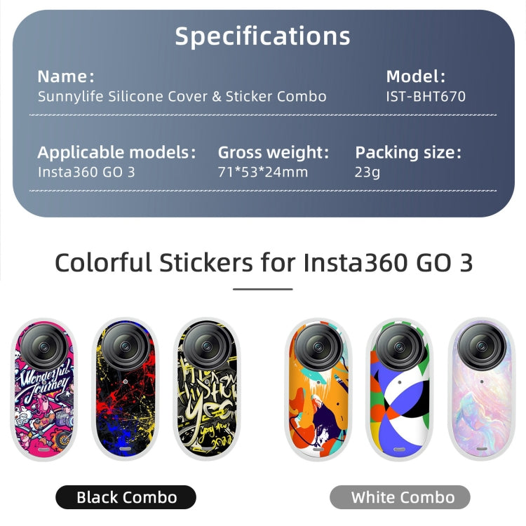 For Insta360 GO 3 Sunnylife Cooling Silicone Case Stickers Skin Wrap Lens Cover with Neck Strap(White) - HoMEdemic™ 