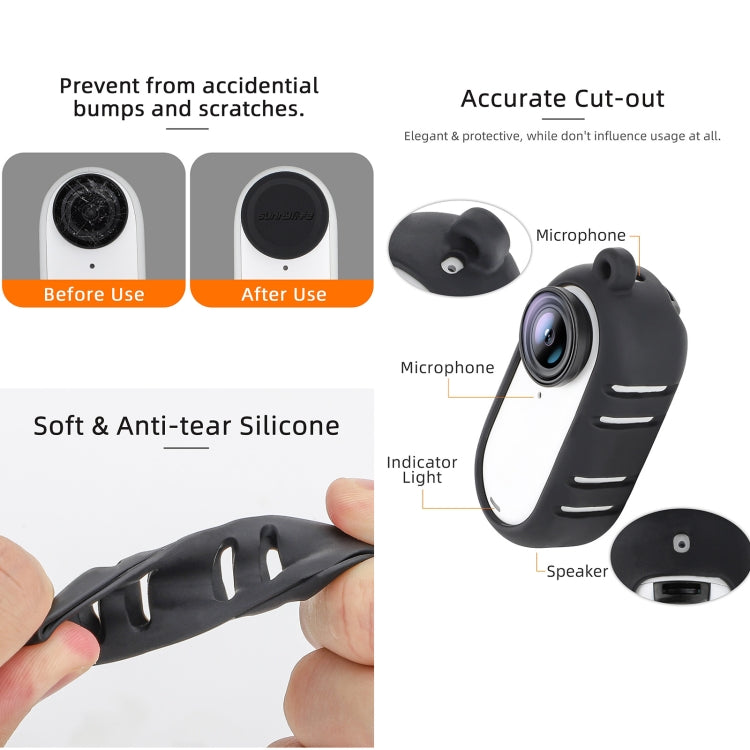 For Insta360 GO 3 Sunnylife Cooling Silicone Case Stickers Skin Wrap Lens Cover with Neck Strap(White) - HoMEdemic™ 