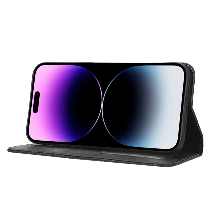 For iPhone 15 Pro Max Magnetic Buckle Retro Texture Leather Phone Case(Black) - HoMEdemic™ 