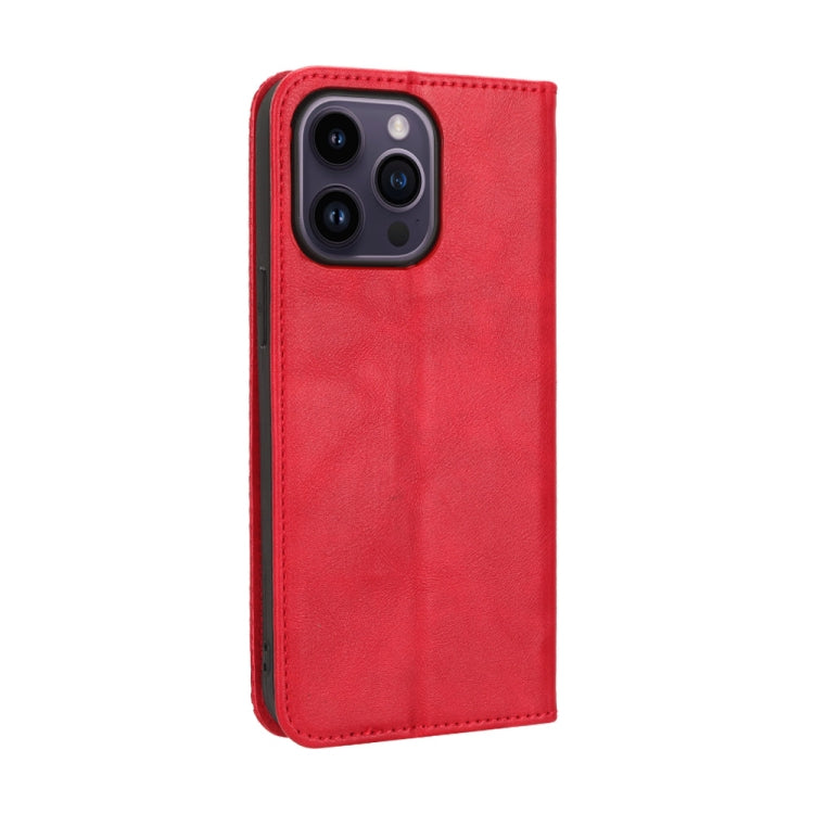 For iPhone 15 Pro Max Magnetic Buckle Retro Texture Leather Phone Case(Red) - HoMEdemic™ 
