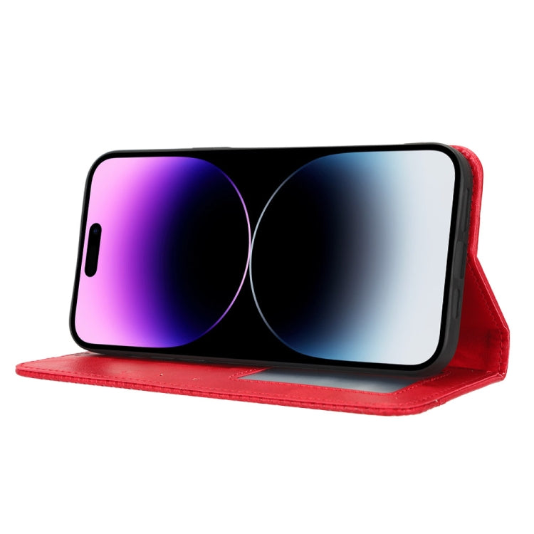 For iPhone 15 Pro Max Magnetic Buckle Retro Texture Leather Phone Case(Red) - HoMEdemic™ 