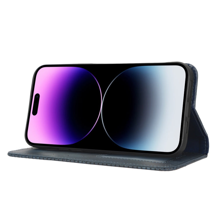 For iPhone 15 Pro Max Magnetic Buckle Retro Texture Leather Phone Case(Blue) - HoMEdemic™ 