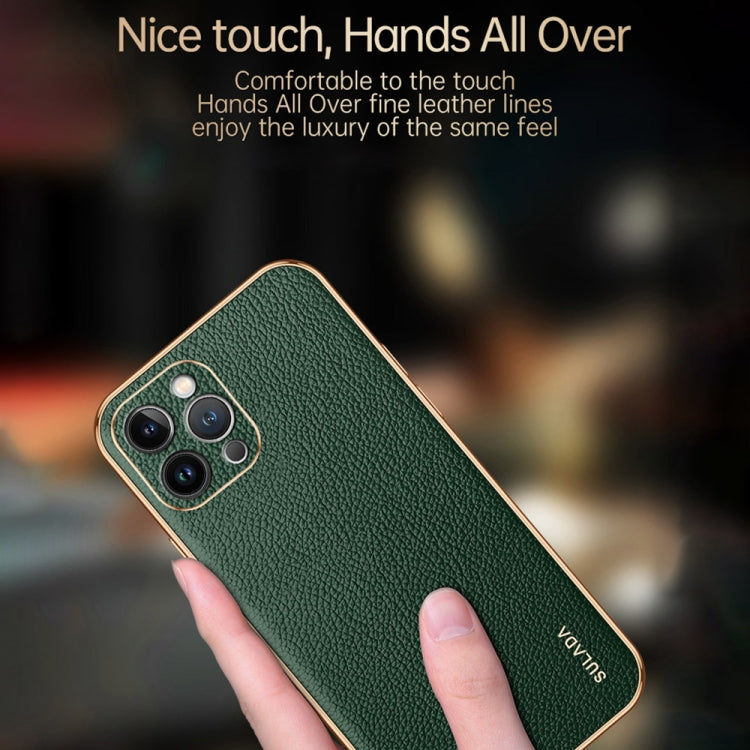 For iPhone 15 SULADA TPU + Litchi Texture Leather Phone Case(Orange) - HoMEdemic™ 