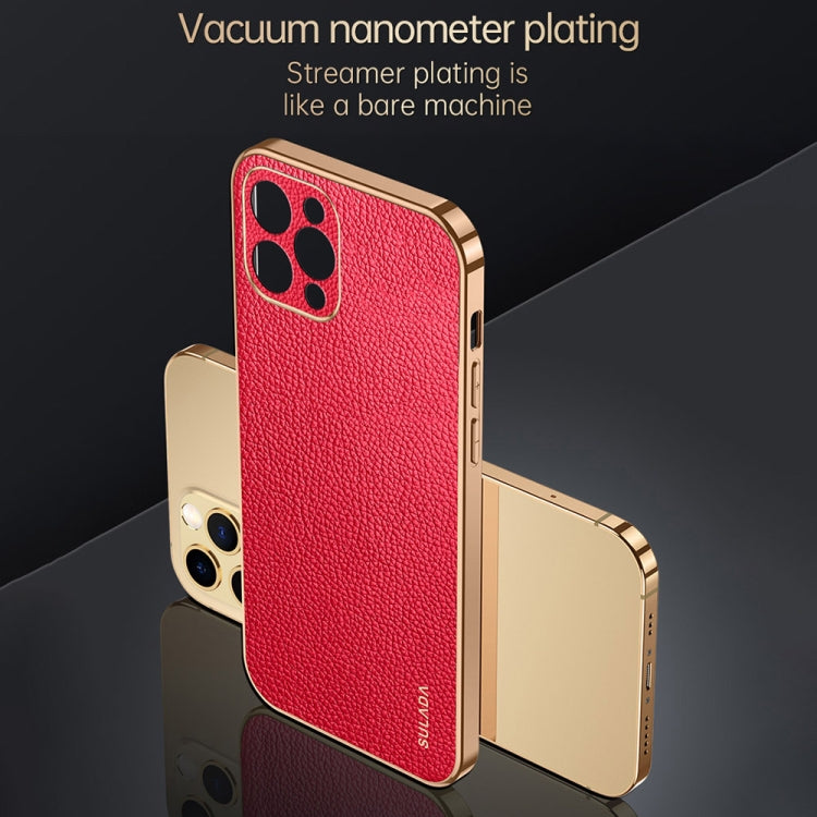 For iPhone 15 SULADA TPU + Litchi Texture Leather Phone Case(Orange) - HoMEdemic™ 