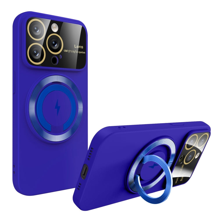 For iPhone 15 Pro Large Window MagSafe Magnetic Holder Phone Case(Klein Blue) - HoMEdemic™ 
