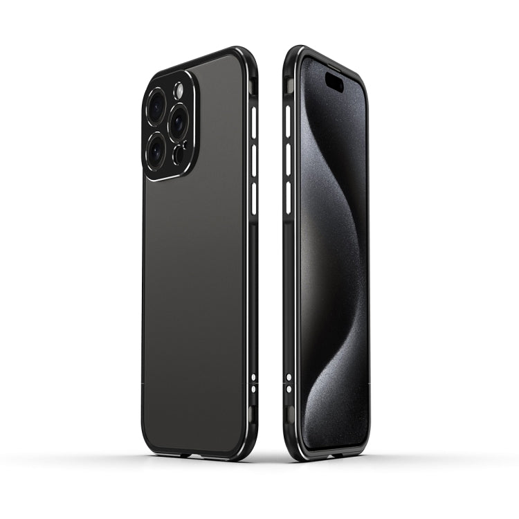 For iPhone 15 Pro Aurora Series Lens Protector + Metal Frame Phone Case(Black Silver) - HoMEdemic™ 
