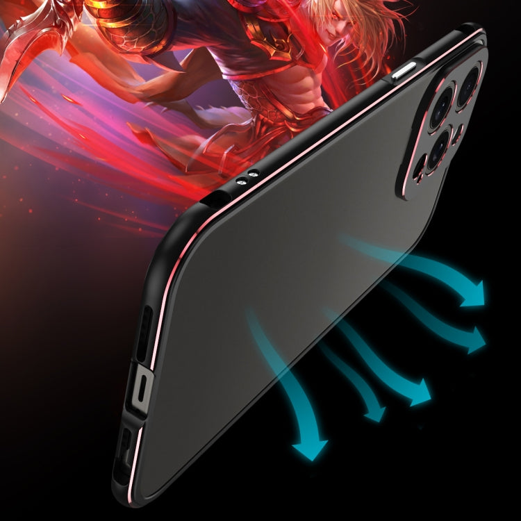 For iPhone 15 Pro Aurora Series Lens Protector + Metal Frame Phone Case(Black Red) - HoMEdemic™ 