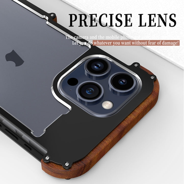 For iPhone 15 R-JUST Ironwood Generation Metal Hybrid Wood Phone Case - HoMEdemic™ 