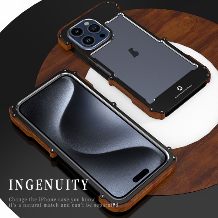 For iPhone 15 Plus R-JUST Ironwood Generation Metal Hybrid Wood Phone Case - HoMEdemic™ 