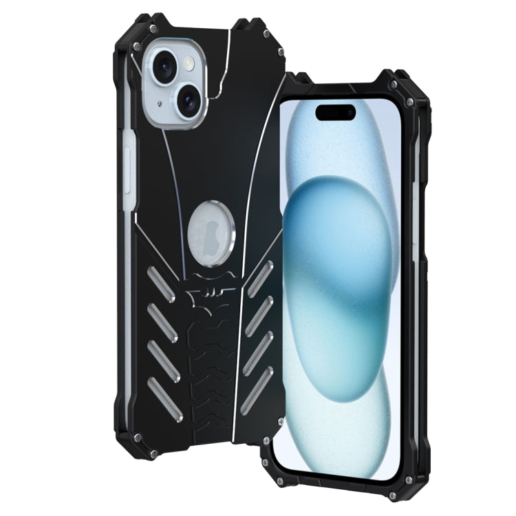 For iPhone 15 R-JUST Batman Hollow Metal Phone Protective Case(Black) - HoMEdemic™ 