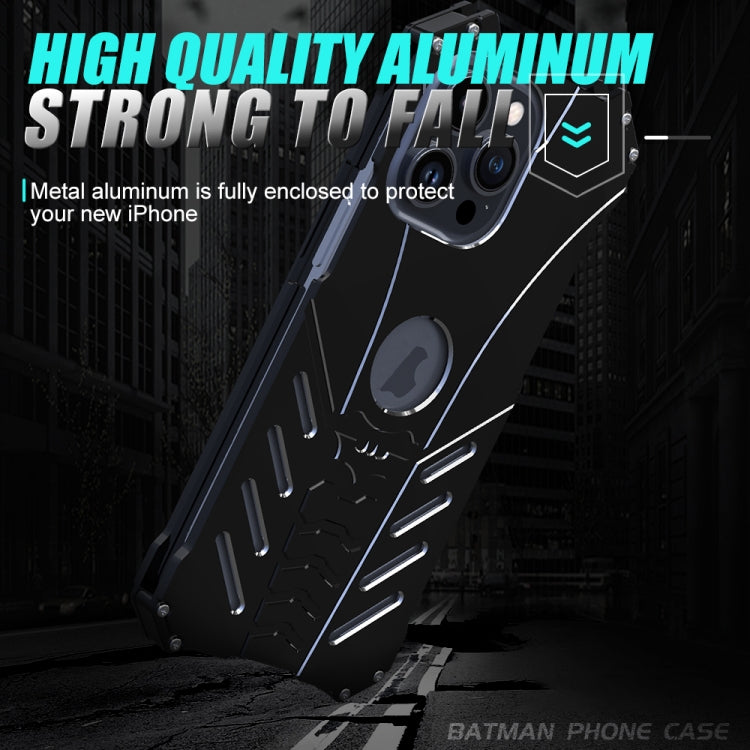 For iPhone 15 R-JUST Batman Hollow Metal Phone Protective Case(Black) - HoMEdemic™ 