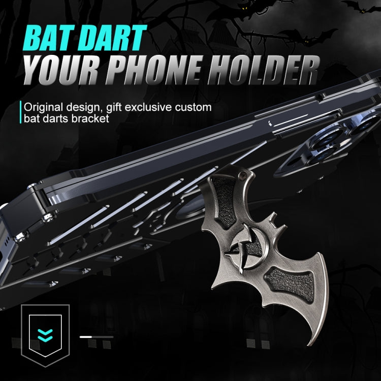 For iPhone 15 R-JUST Batman Hollow Metal Phone Protective Case(Black) - HoMEdemic™ 