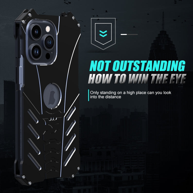 For iPhone 15 R-JUST Batman Hollow Metal Phone Protective Case(Black) - HoMEdemic™ 