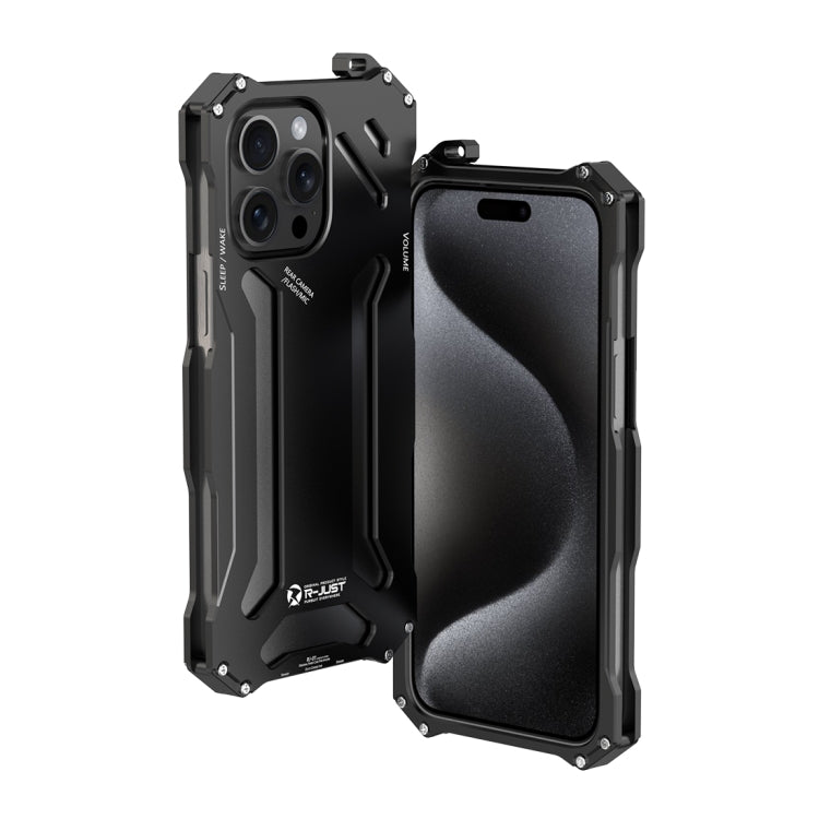 For iPhone 15 Pro R-JUST RJ17 Shockproof Armor Metal Phone Case(Black) - HoMEdemic™ 