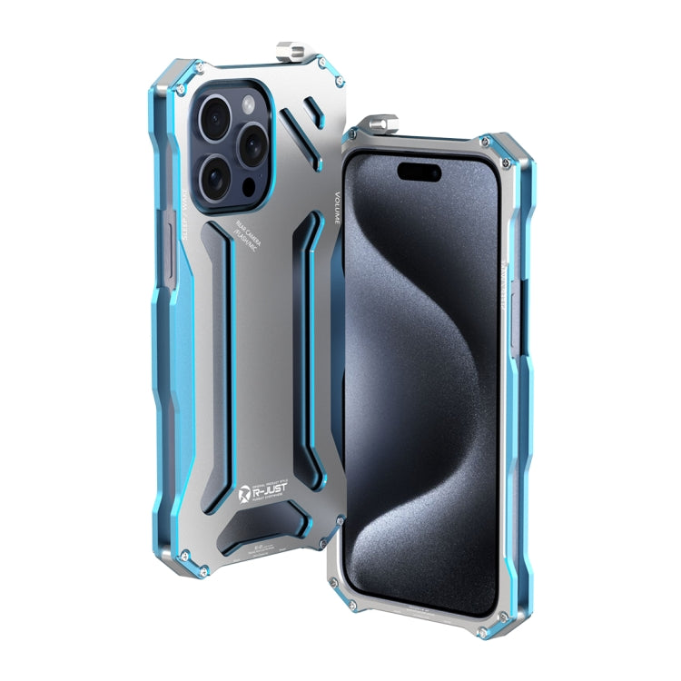 For iPhone 15 Pro R-JUST RJ17 Shockproof Armor Metal Phone Case(Blue) - HoMEdemic™ 