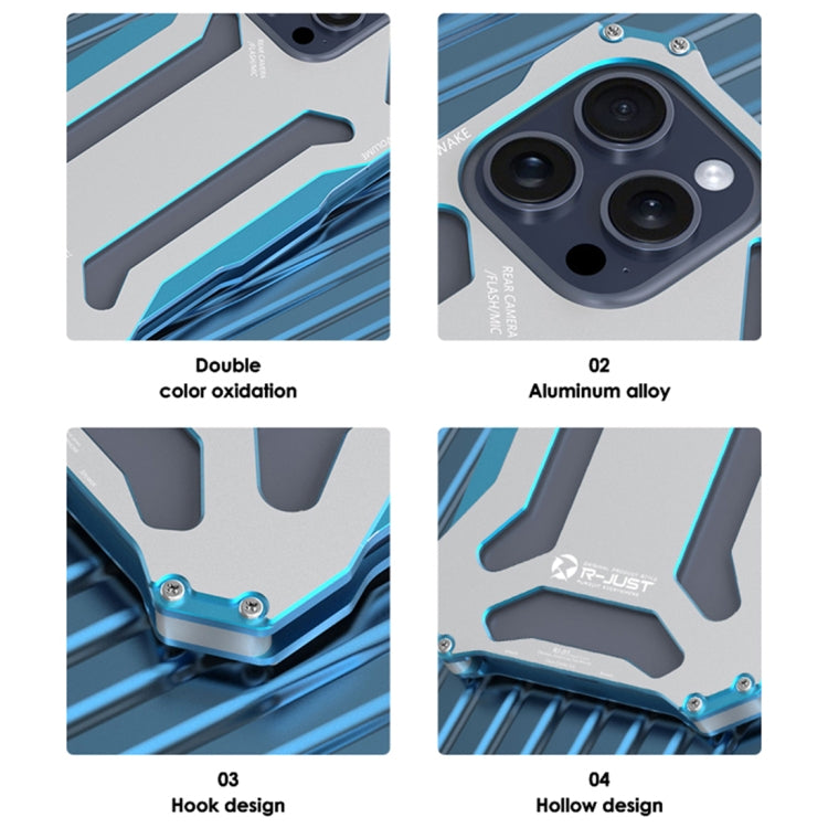 For iPhone 15 R-JUST RJ17 Shockproof Armor Metal Phone Case(Blue) - HoMEdemic™ 