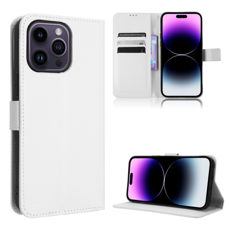 For iPhone 15 Pro Max Diamond Texture Leather Phone Case(White) - HoMEdemic™ 