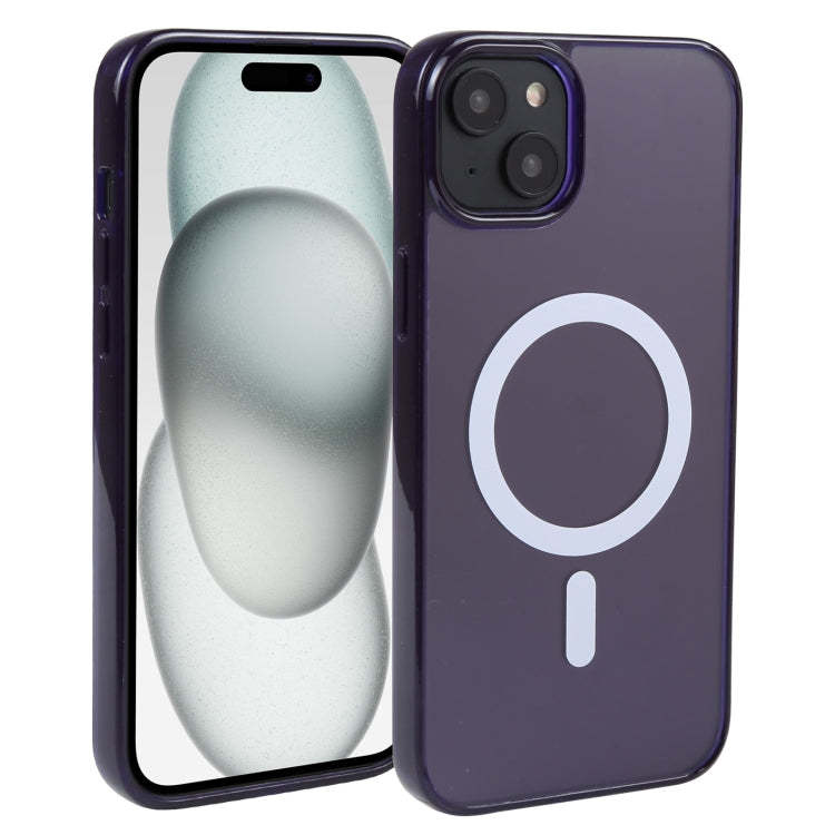 For iPhone 15 Plus GEBEI MagSafe Magnetic Transparent Phone Case(Purple) - HoMEdemic™ 