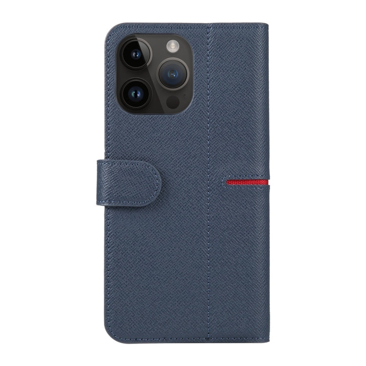 For iPhone 15 Pro GEBEI Top-grain Horizontal Flip Leather Phone Case(Blue) - HoMEdemic™ 