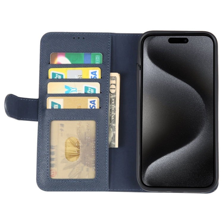 For iPhone 15 Pro GEBEI Top-grain Horizontal Flip Leather Phone Case(Blue) - HoMEdemic™ 