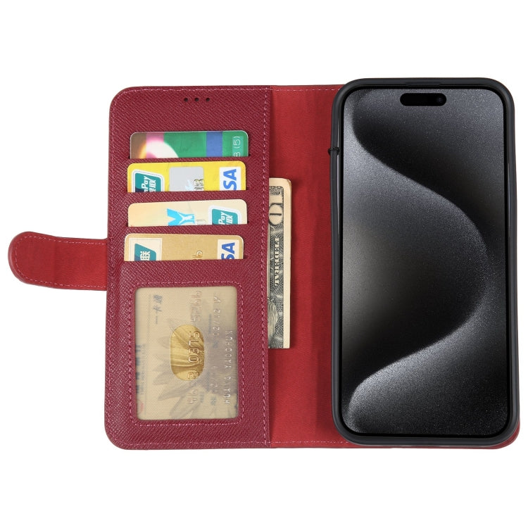 For iPhone 15 Pro GEBEI Top-grain Horizontal Flip Leather Phone Case(Wine Red) - HoMEdemic™ 