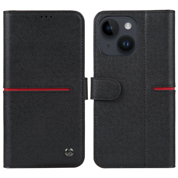 For iPhone 15 GEBEI Top-grain Horizontal Flip Leather Phone Case(Black) - HoMEdemic™ 