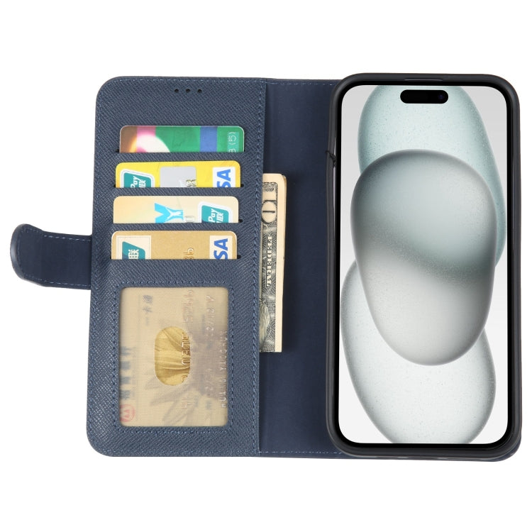 For iPhone 15 GEBEI Top-grain Horizontal Flip Leather Phone Case(Blue) - HoMEdemic™ 