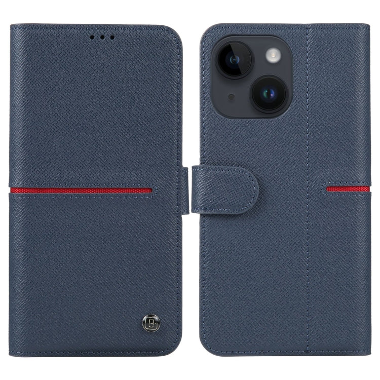 For iPhone 15 GEBEI Top-grain Horizontal Flip Leather Phone Case(Blue) - HoMEdemic™ 