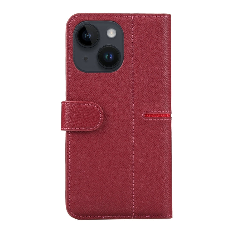 For iPhone 15 GEBEI Top-grain Horizontal Flip Leather Phone Case(Wine Red) - HoMEdemic™ 