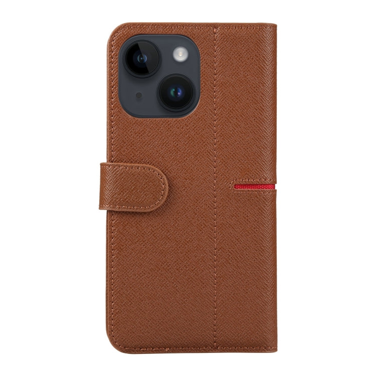 For iPhone 15 GEBEI Top-grain Horizontal Flip Leather Phone Case(Brown) - HoMEdemic™ 