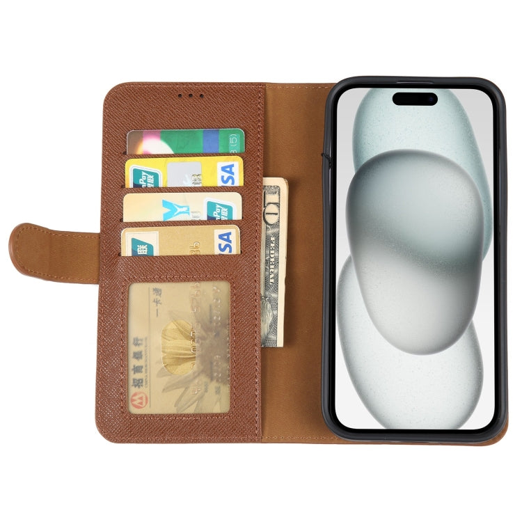 For iPhone 15 GEBEI Top-grain Horizontal Flip Leather Phone Case(Brown) - HoMEdemic™ 