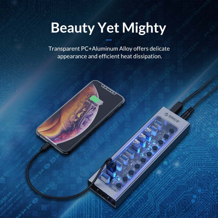 ORICO AT2U3-16AB-GY-BP 16 Ports USB 3.0 HUB with Individual Switches & Blue LED Indicator(AU Plug) - HoMEdemic™ 