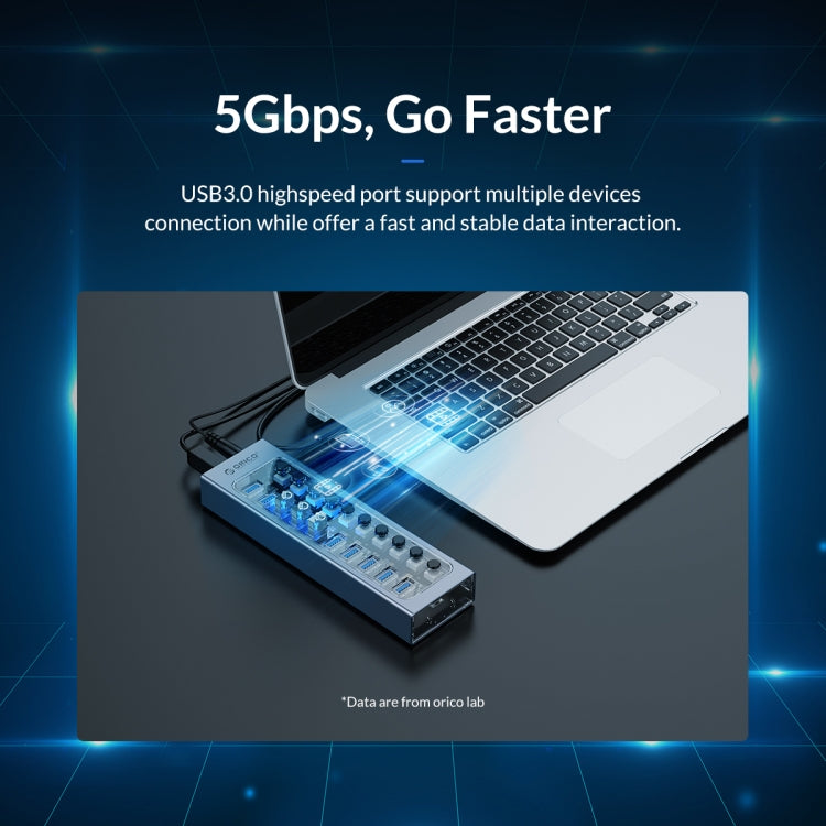 ORICO AT2U3-16AB-GY-BP 16 Ports USB 3.0 HUB with Individual Switches & Blue LED Indicator(AU Plug) - HoMEdemic™ 