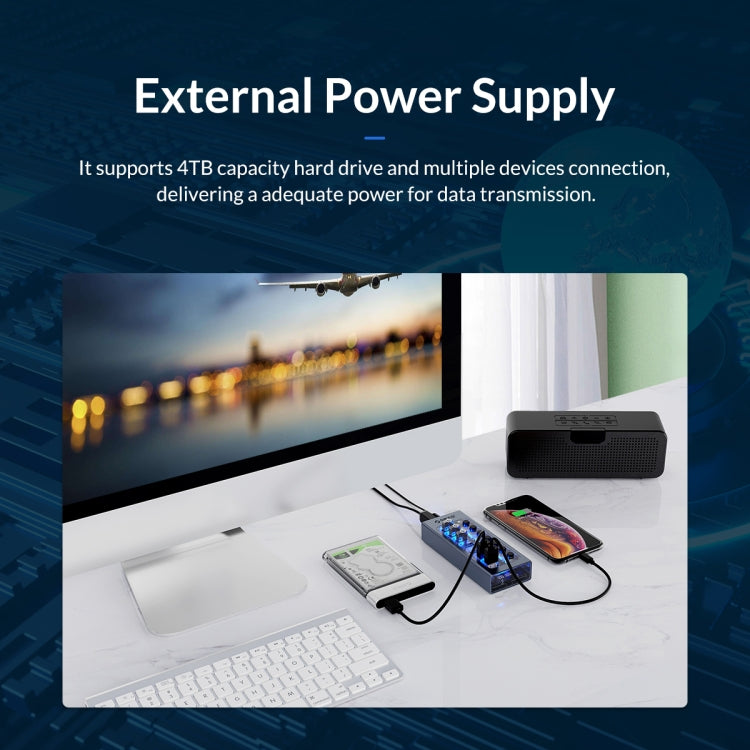 ORICO AT2U3-16AB-GY-BP 16 Ports USB 3.0 HUB with Individual Switches & Blue LED Indicator(UK Plug) - HoMEdemic™ 