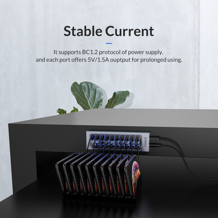 ORICO AT2U3-16AB-GY-BP 16 Ports USB 3.0 HUB with Individual Switches & Blue LED Indicator(UK Plug) - HoMEdemic™ 