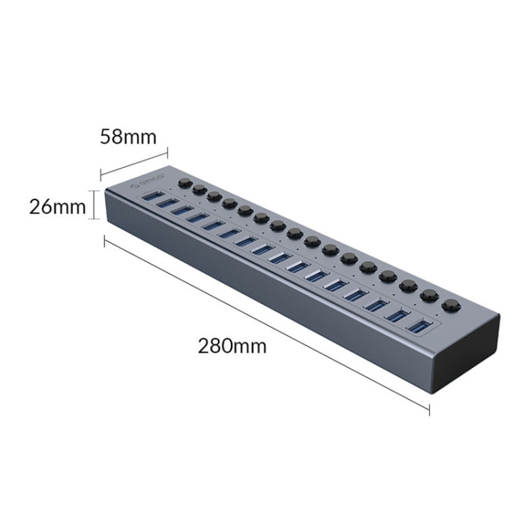 ORICO BT2U3-16AB-GY-BP 16 Ports USB 3.0 HUB with Individual Switches(UK Plug) - HoMEdemic™ 