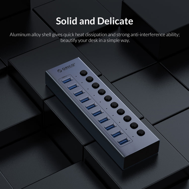 ORICO BT2U3-10AB-GY-BP 10 Ports USB 3.0 HUB with Individual Switches(US Plug) - HoMEdemic™ 
