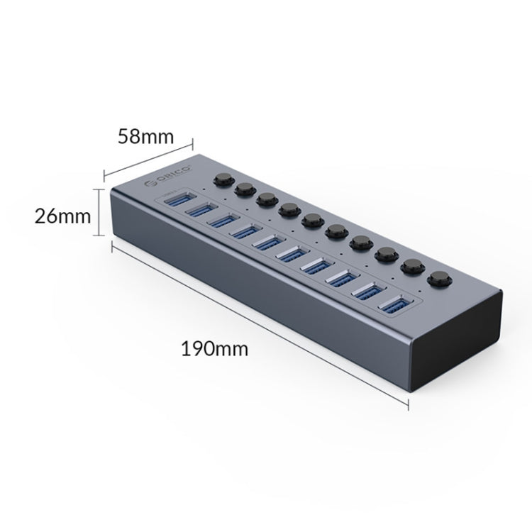 ORICO BT2U3-10AB-GY-BP 10 Ports USB 3.0 HUB with Individual Switches(US Plug) - HoMEdemic™ 