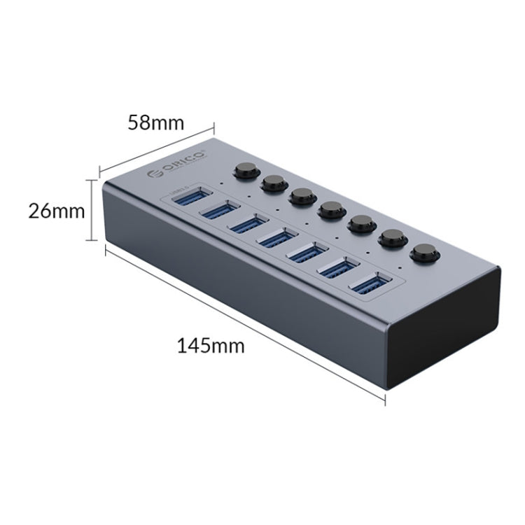 ORICO BT2U3-7AB-GY-BP 7 Ports USB 3.0 HUB with Individual Switches(EU Plug) - HoMEdemic™ 