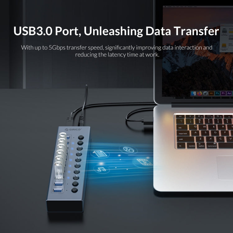 ORICO BT2U3-7AB-GY-BP 7 Ports USB 3.0 HUB with Individual Switches(EU Plug) - HoMEdemic™ 
