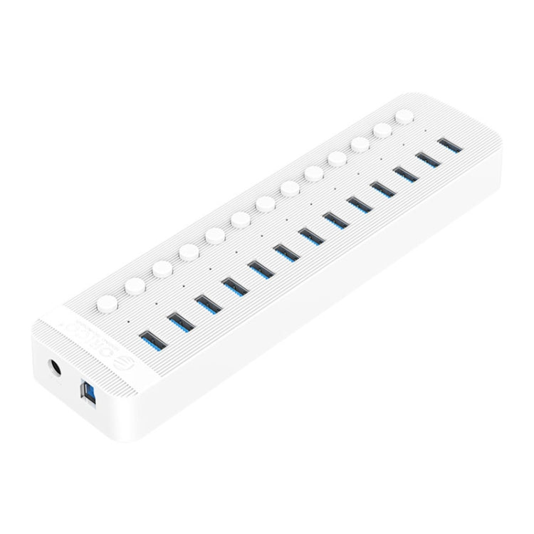 ORICO CT2U3-13AB Plastic Stripes 13 Ports USB 3.0 HUB with Individual Switches, Plug:US Plug(White) - HoMEdemic™ 